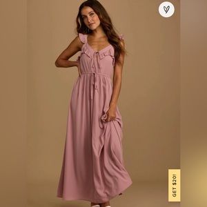 Lulus At the Garden Party Mauve Ruffled Maxi Dress